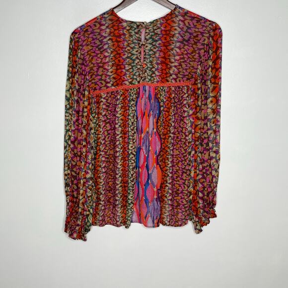 Anthropologie Blank London Miranda Peasant Blouse Small Pink Colorful Boho - Picture 9 of 11